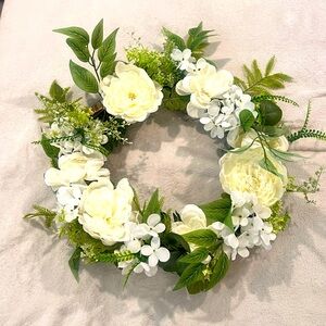 Elegant White and Green Floral Wreath